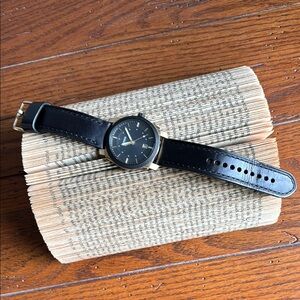 Fossil Black Leather Strap Watch
